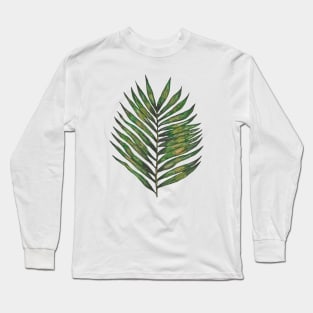 Watercolor tropical green leaf Long Sleeve T-Shirt